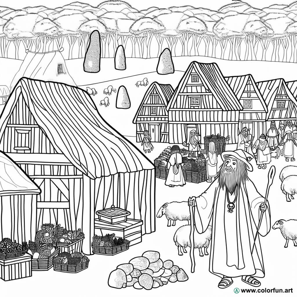 Gaulish Village Coloring Page Download Or Print For Free