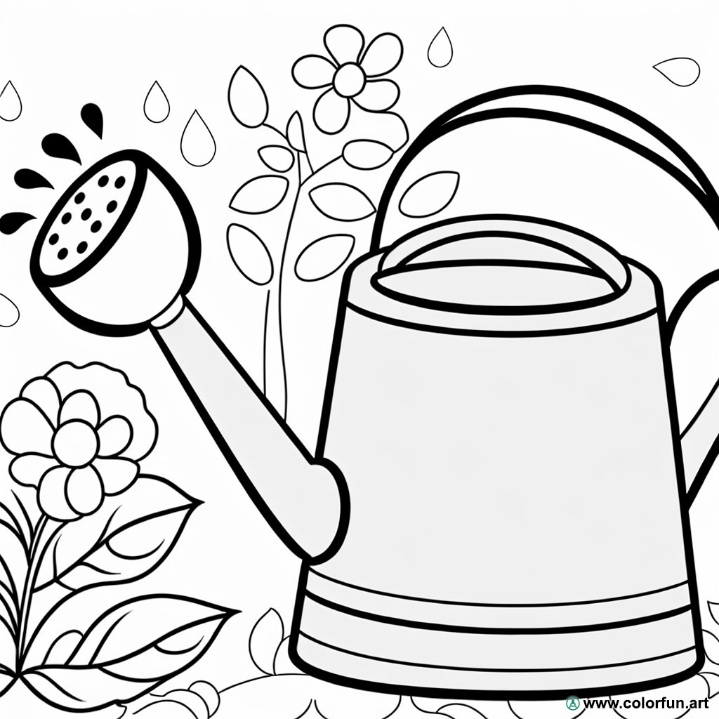 gardening watering can coloring page
