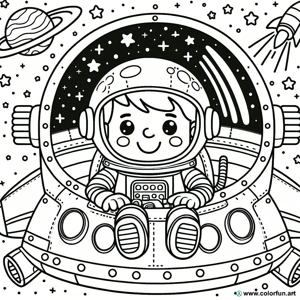 coloring page astronaut space shuttle