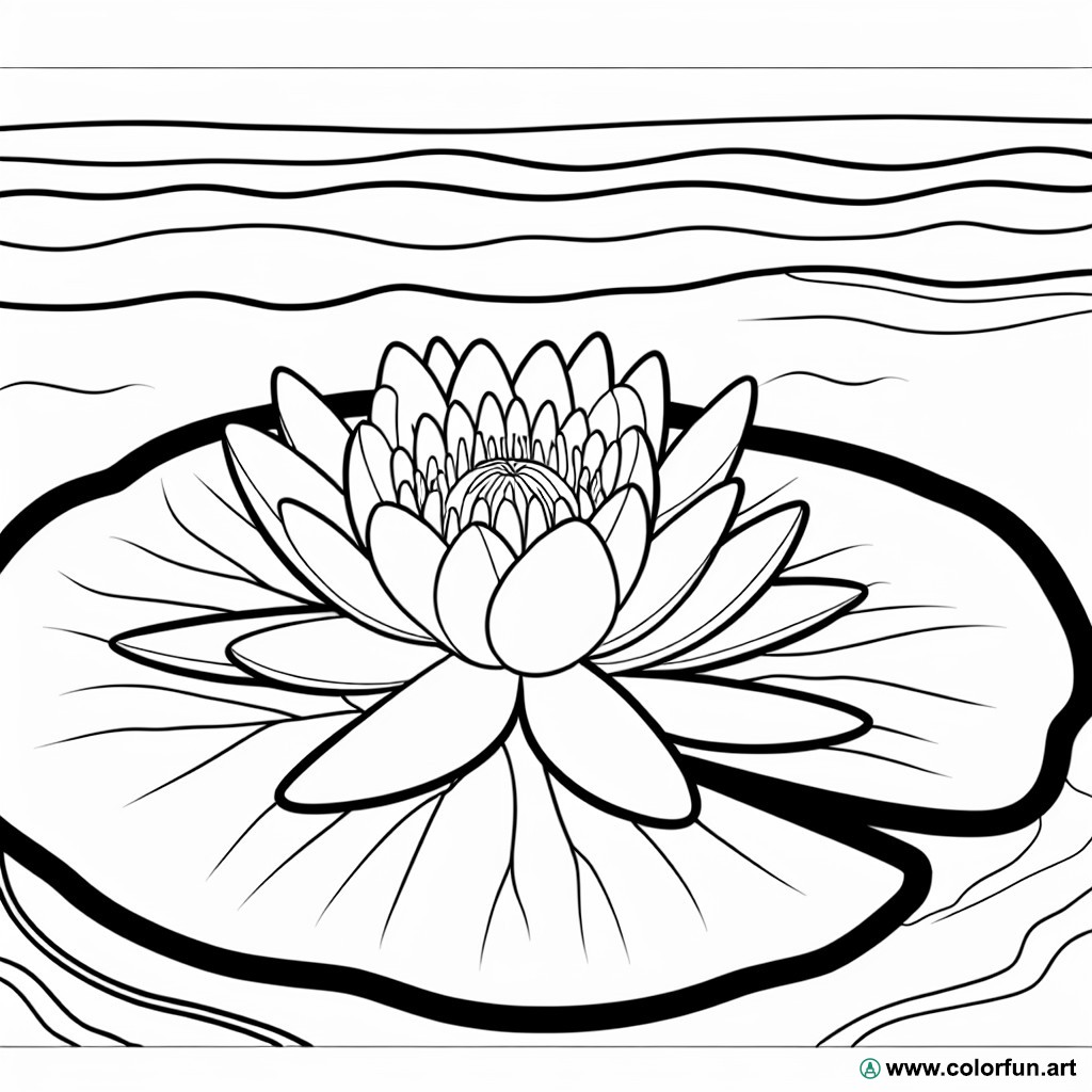 coloring page water lily flower