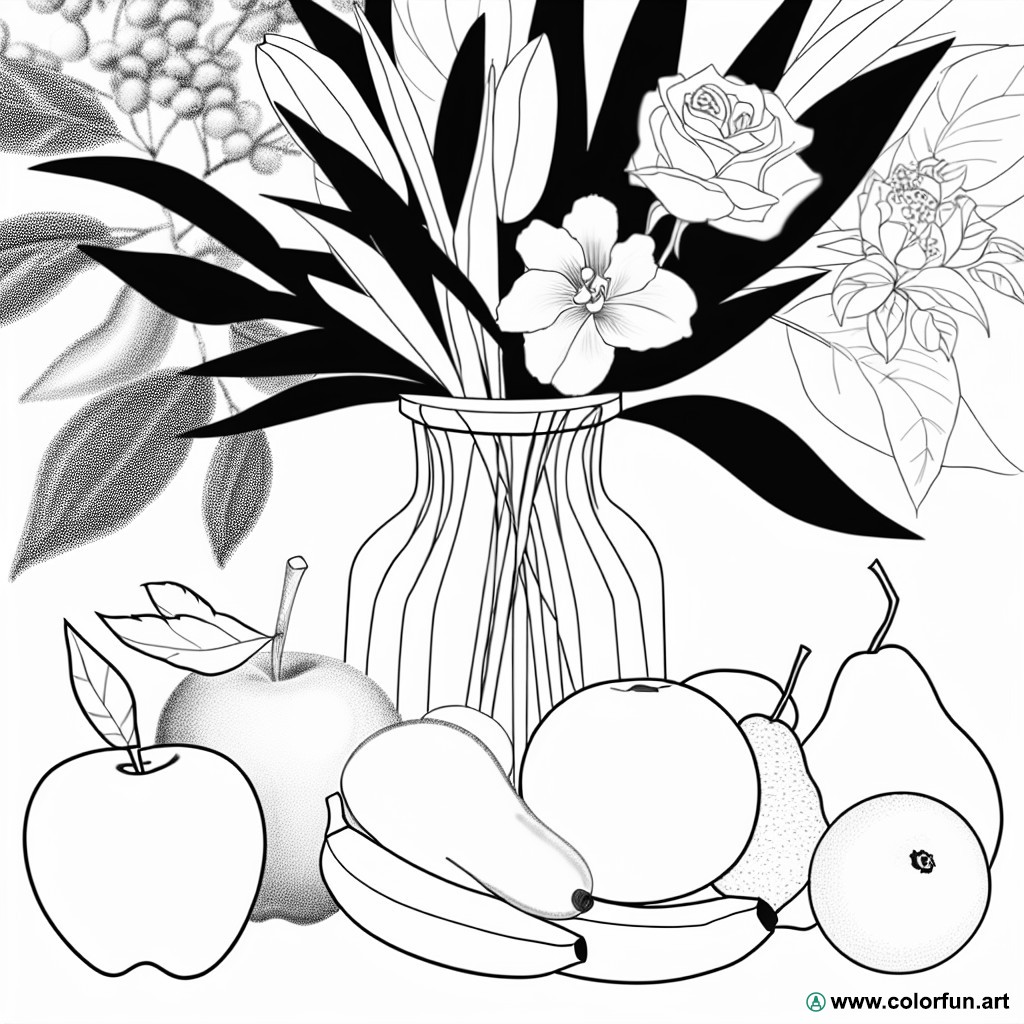 realistic still life coloring page