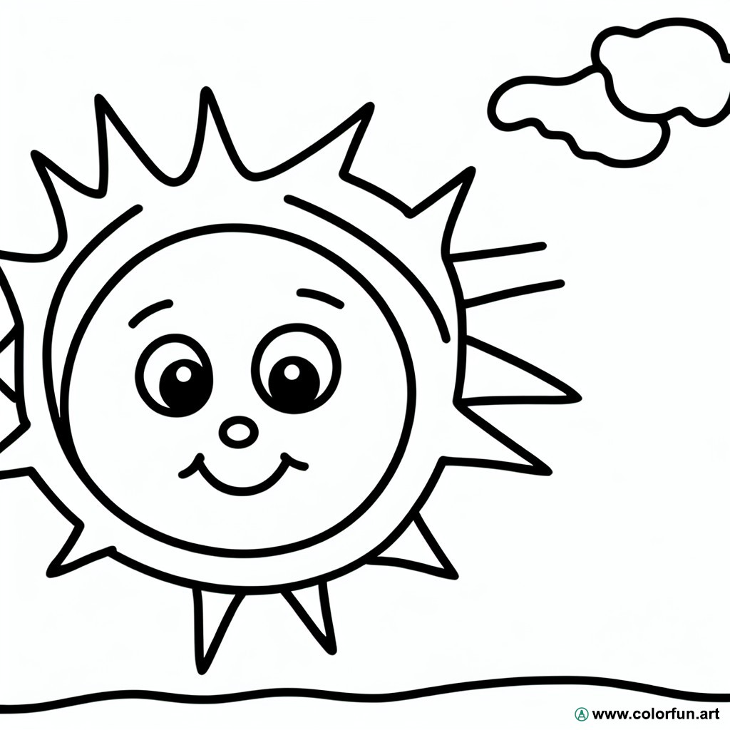 coloring page sun smile