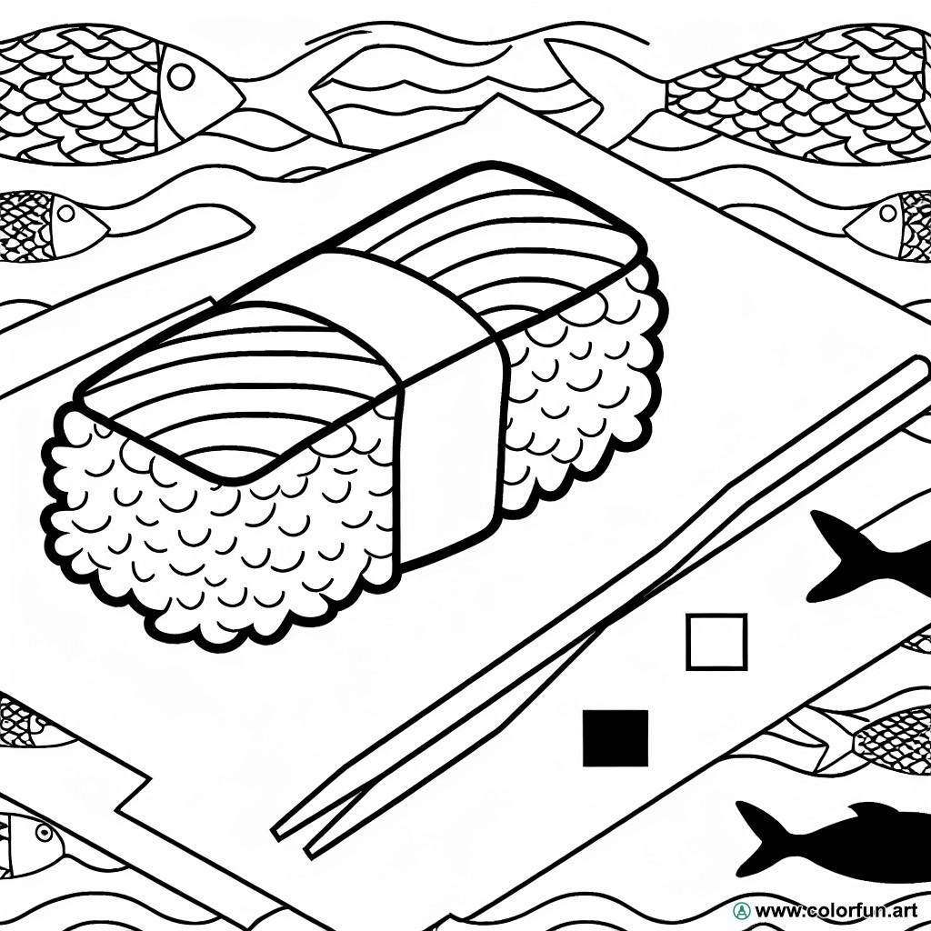 coloring page sushi nigiri