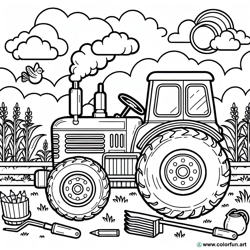 coloring page tractor tom