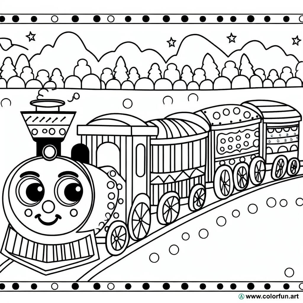 coloring page train kindergarten
