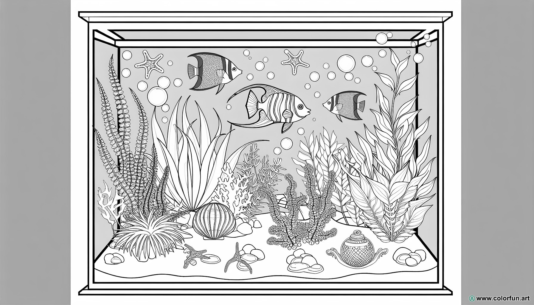 2 exotic aquarium coloring pages