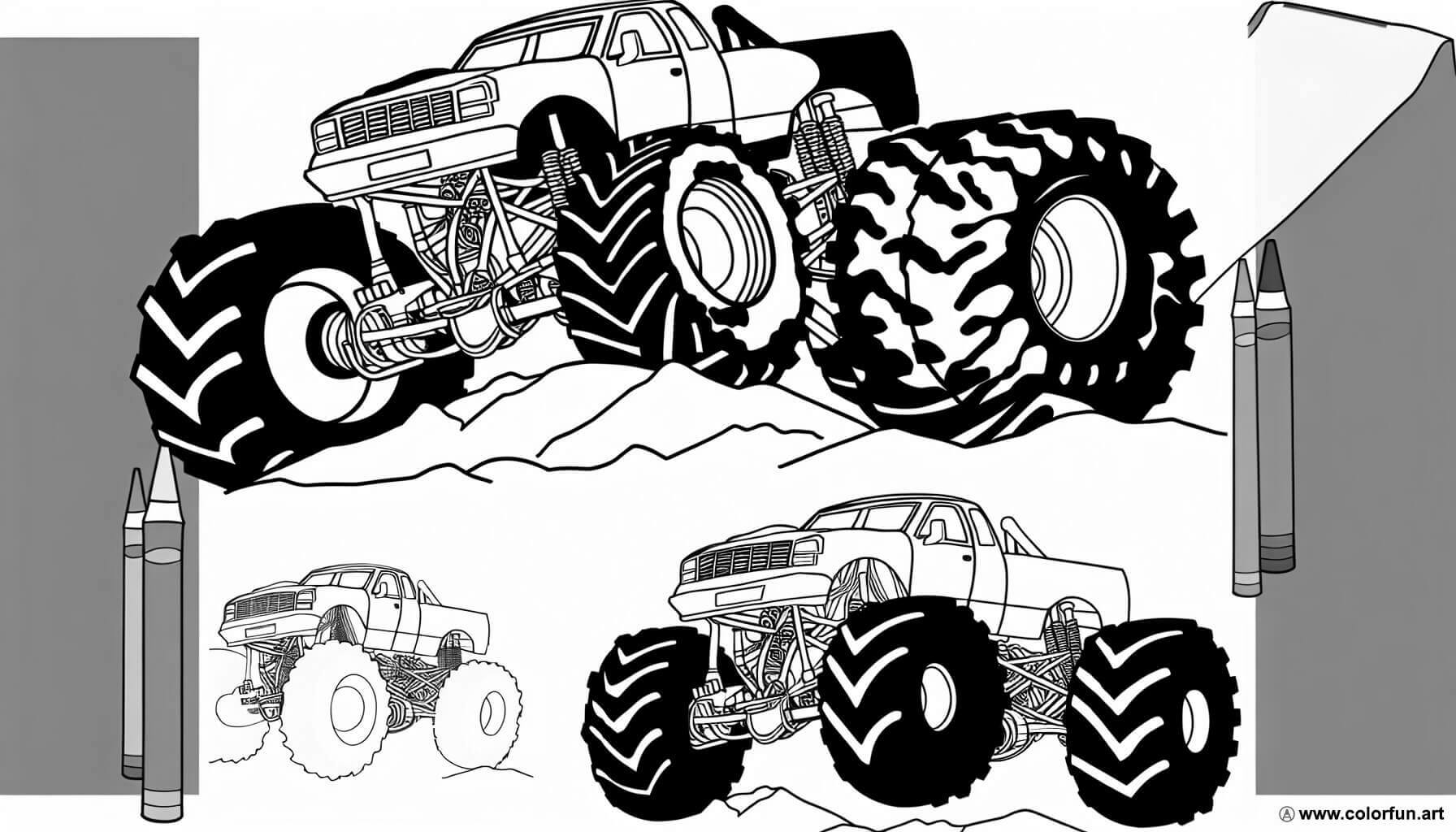 coloring page extreme monster truck