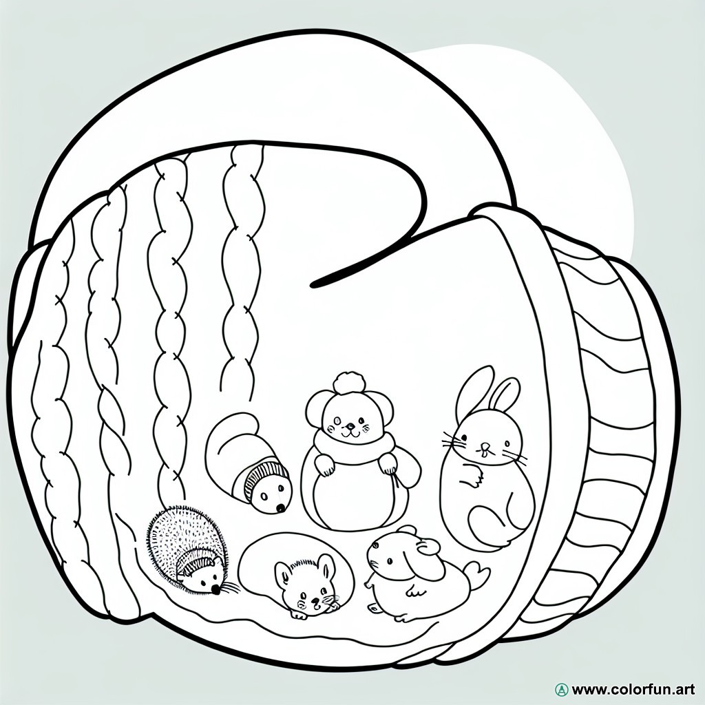 coloring page mitten animals