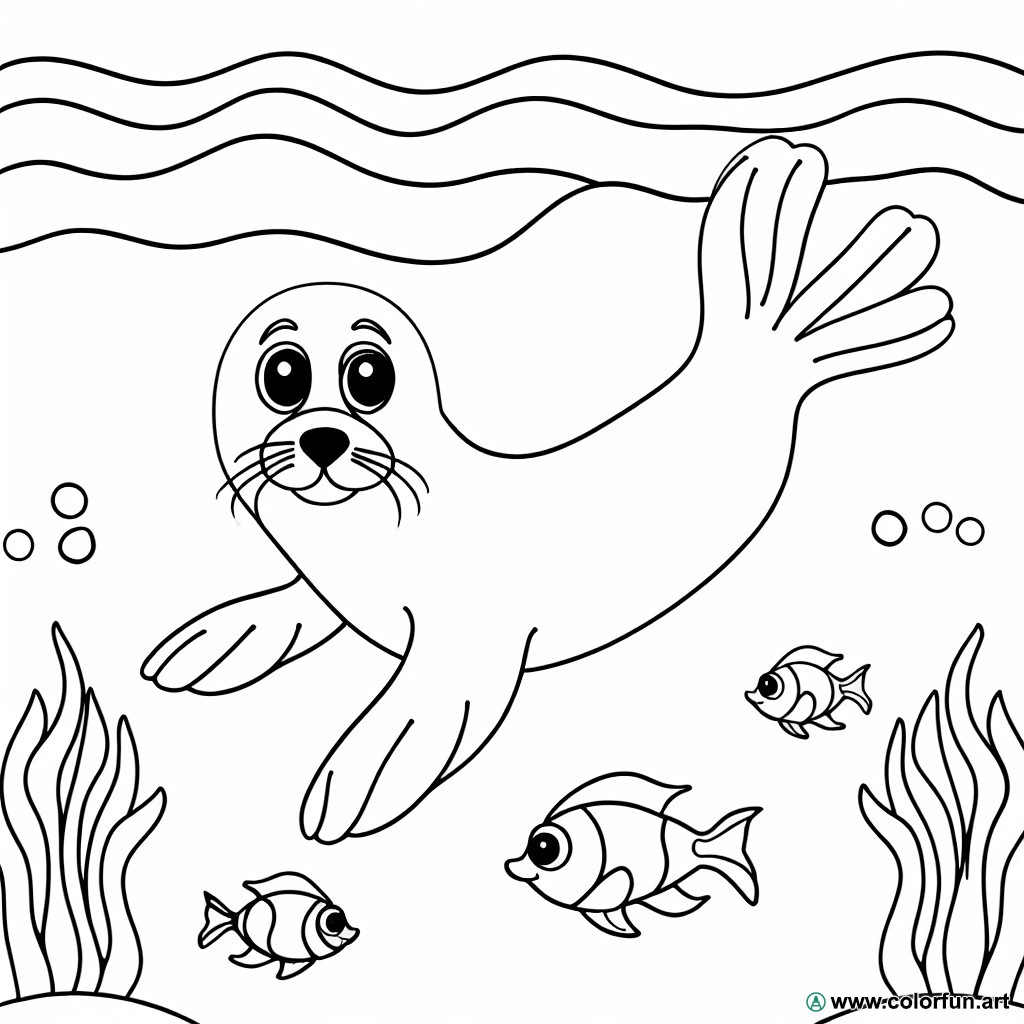coloring page aquatic seal