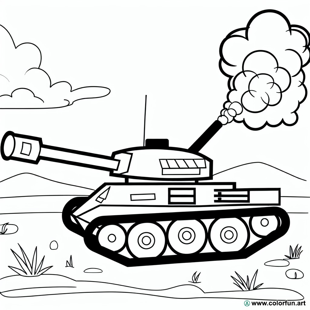 coloring page army tank
