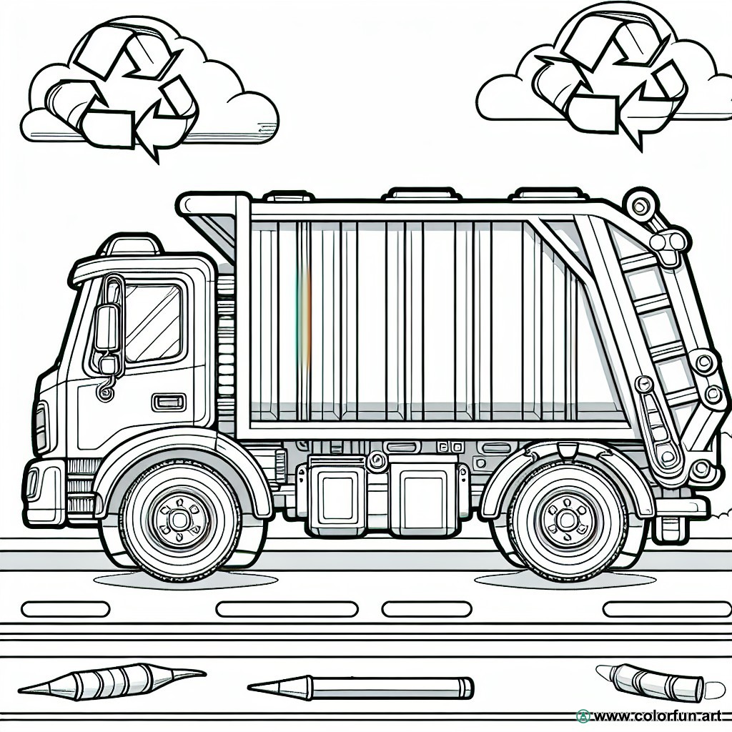 coloring page eco-friendly garbage truck