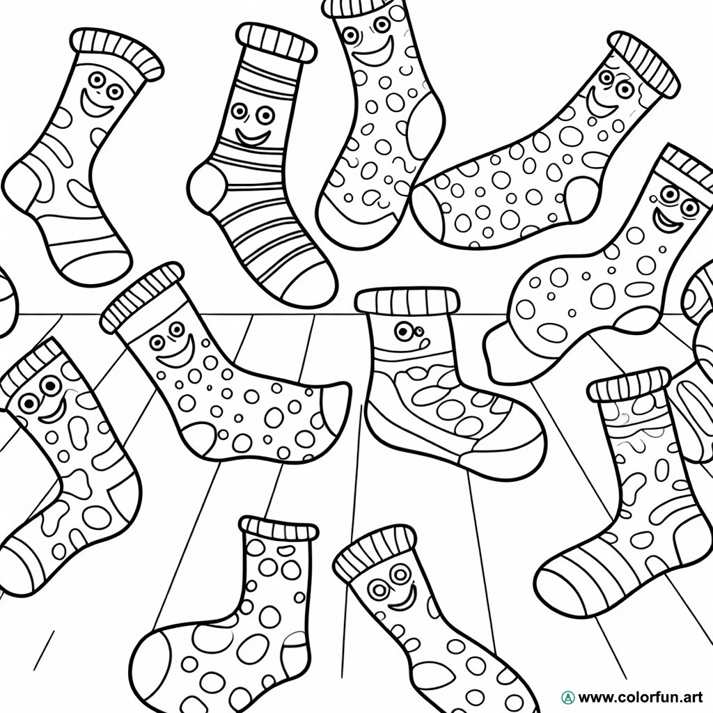 funny socks coloring page