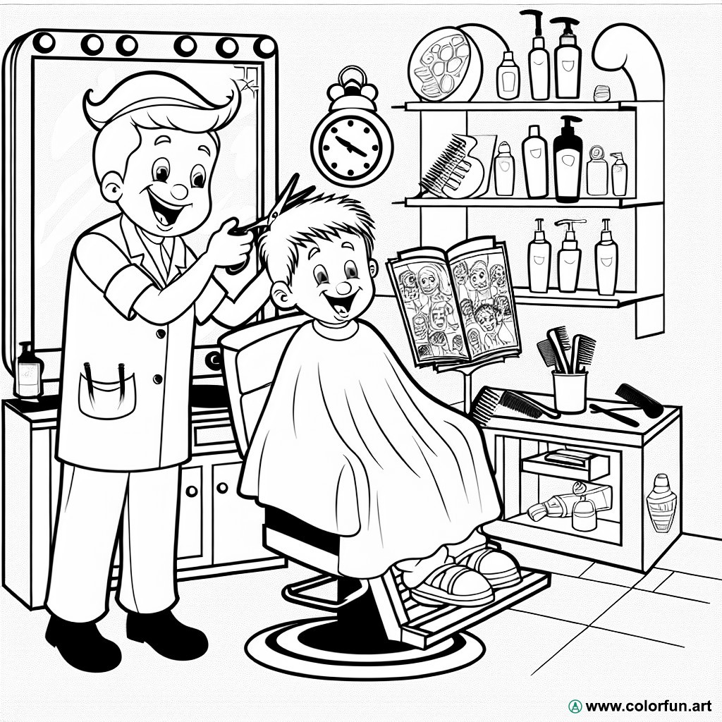 coloring page trendy hairdresser