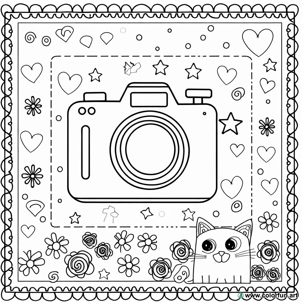 child coloring page camera