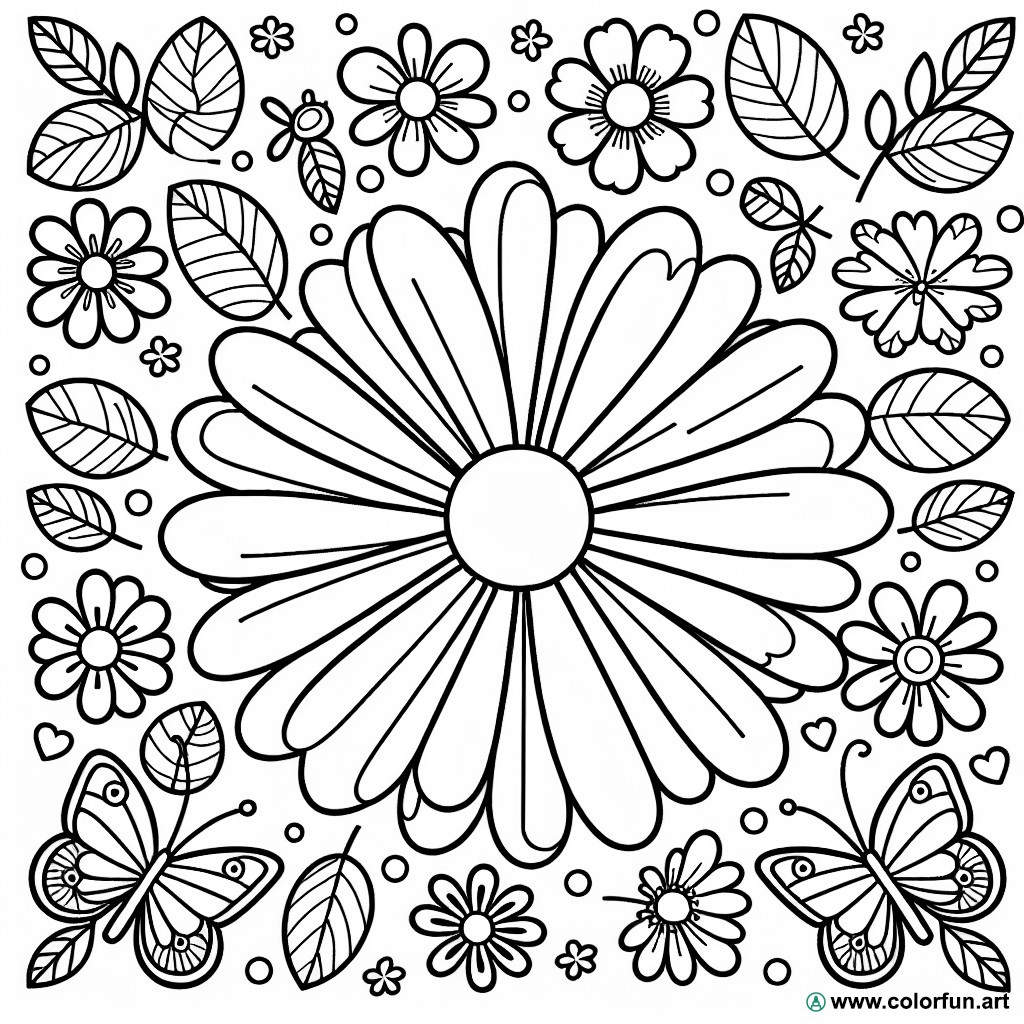 giant flowers coloring page
