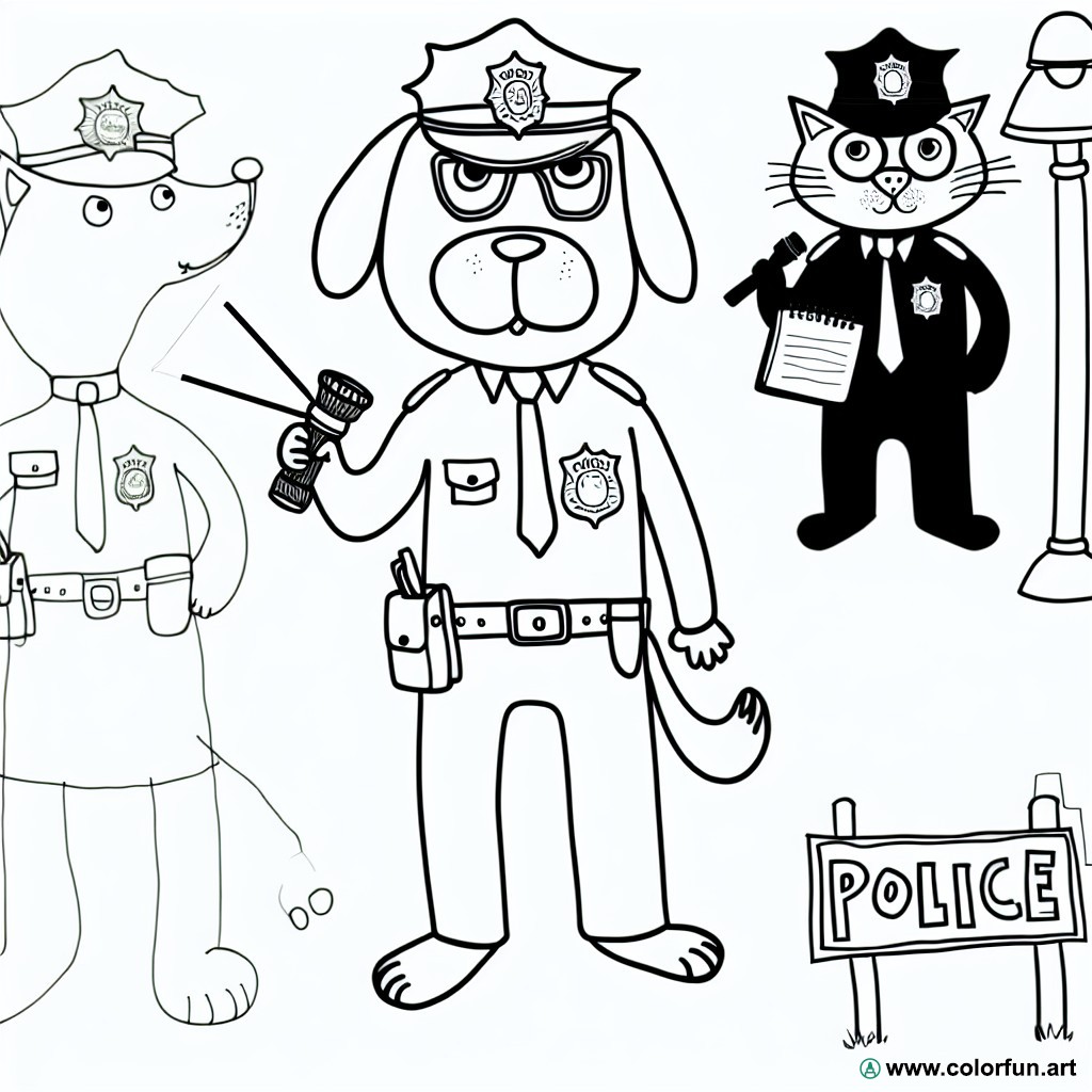 coloring page police animals