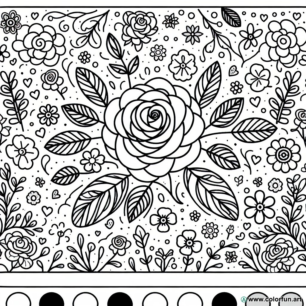 Simple rose coloring page