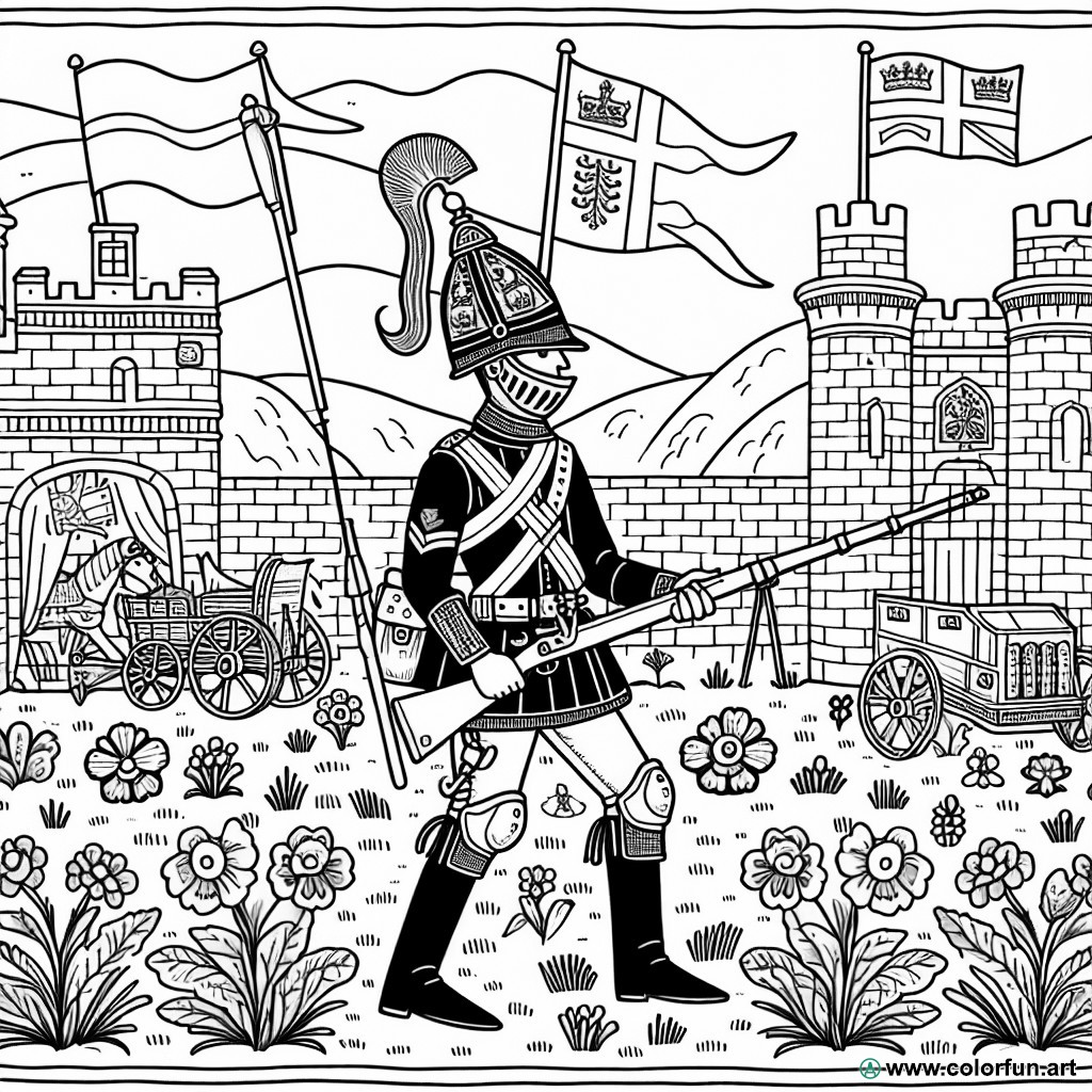 coloring page English soldier