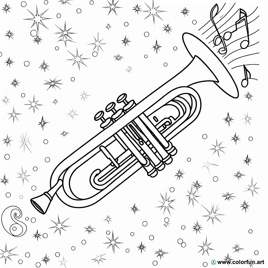 coloring page trumpet music