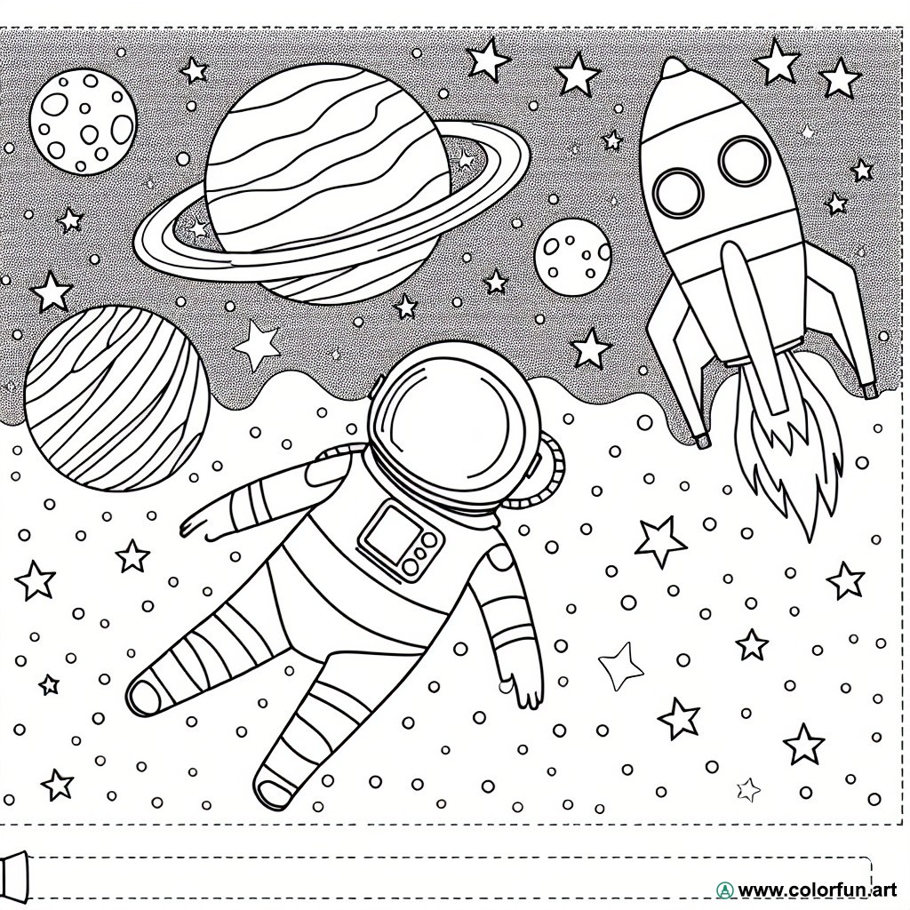 coloring page astronaut solar system