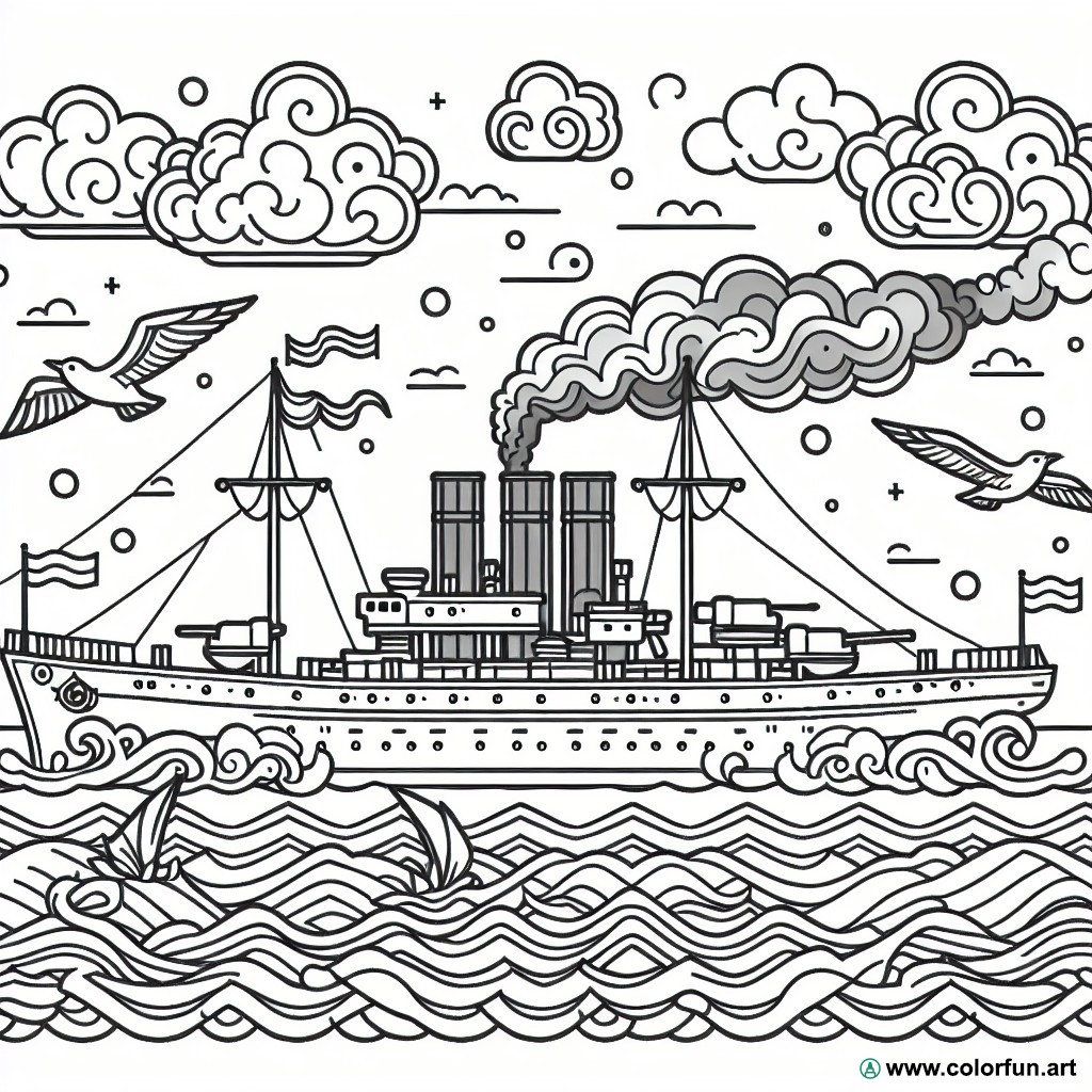 warship coloring page