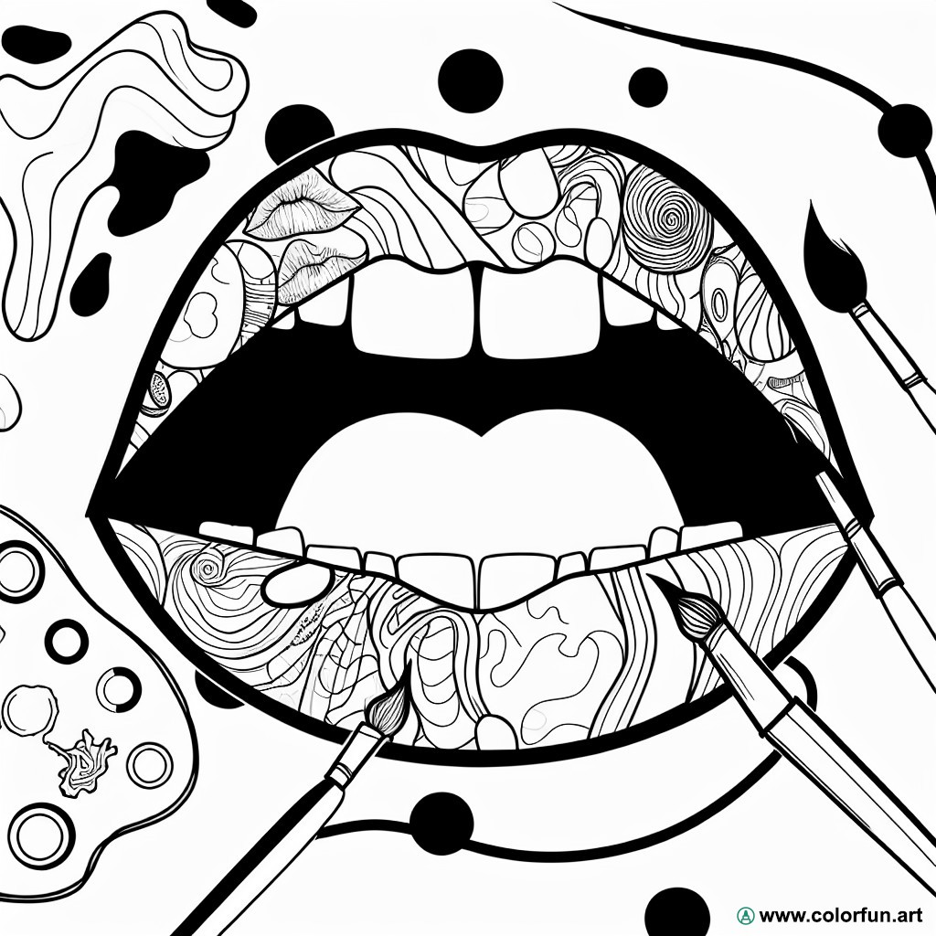 ```html
coloring page artistic mouth
```