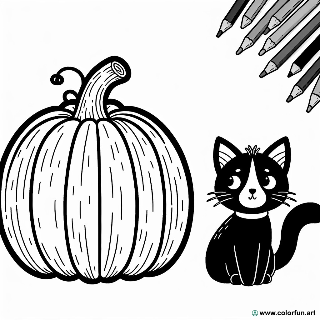 pumpkin cat coloring page