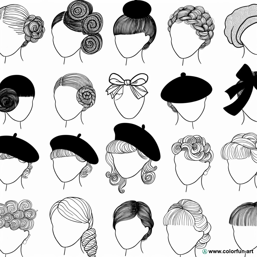 coloring page hairstyle paris