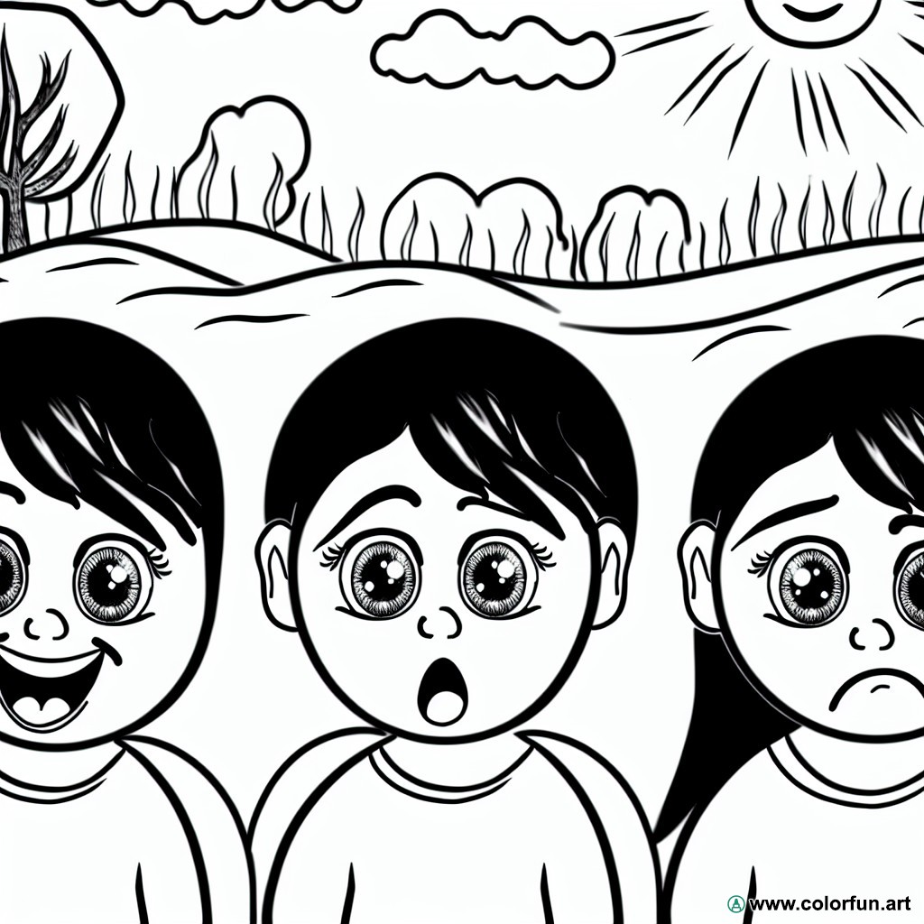 coloring page emotions faces