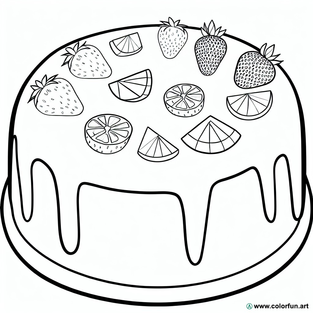 coloring page fruit cake