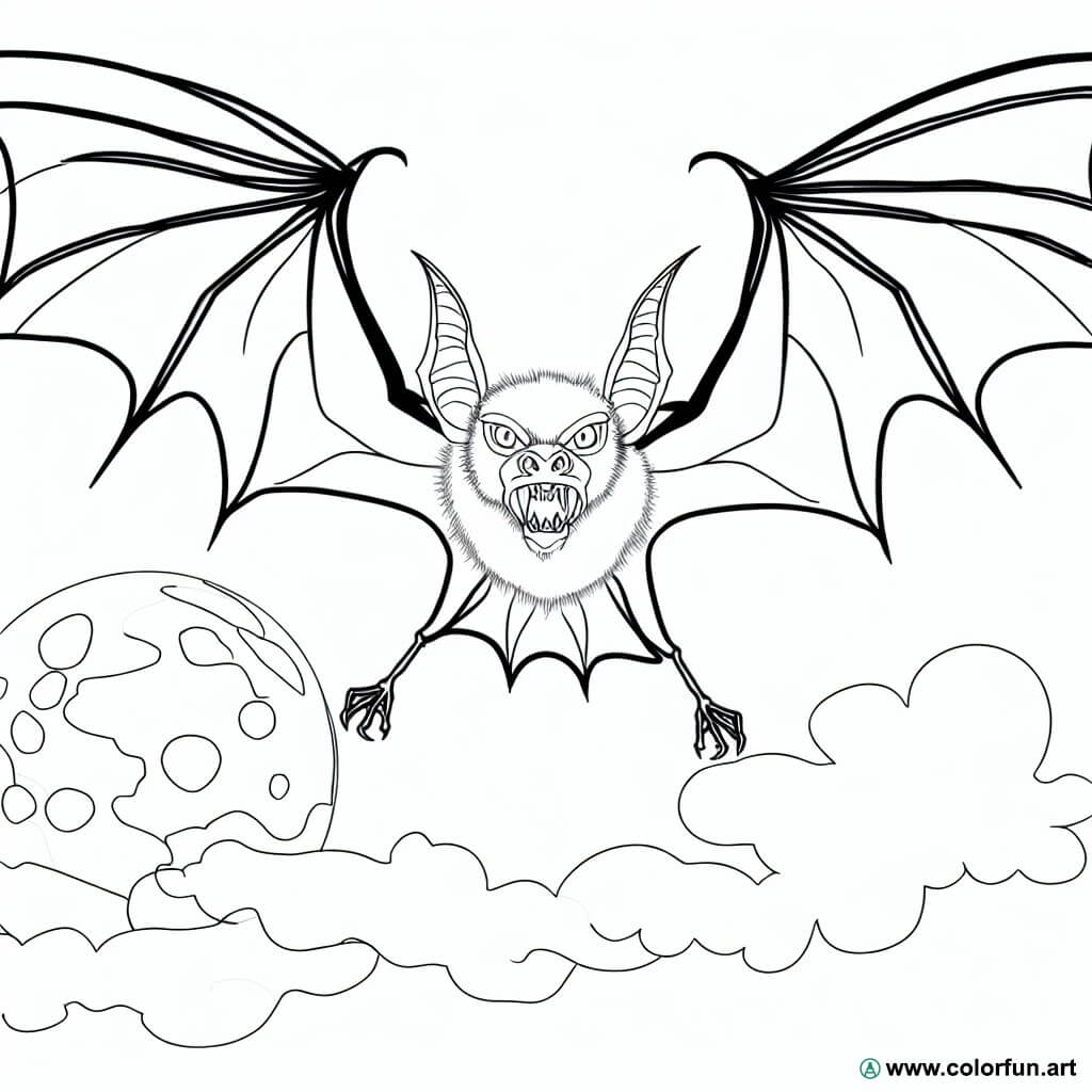 coloring page halloween bat vampire