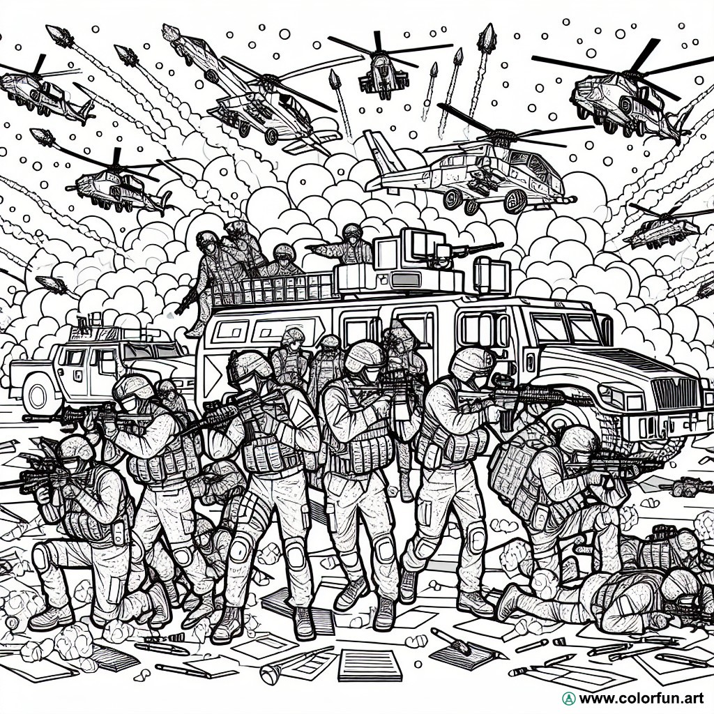 military combat coloring page