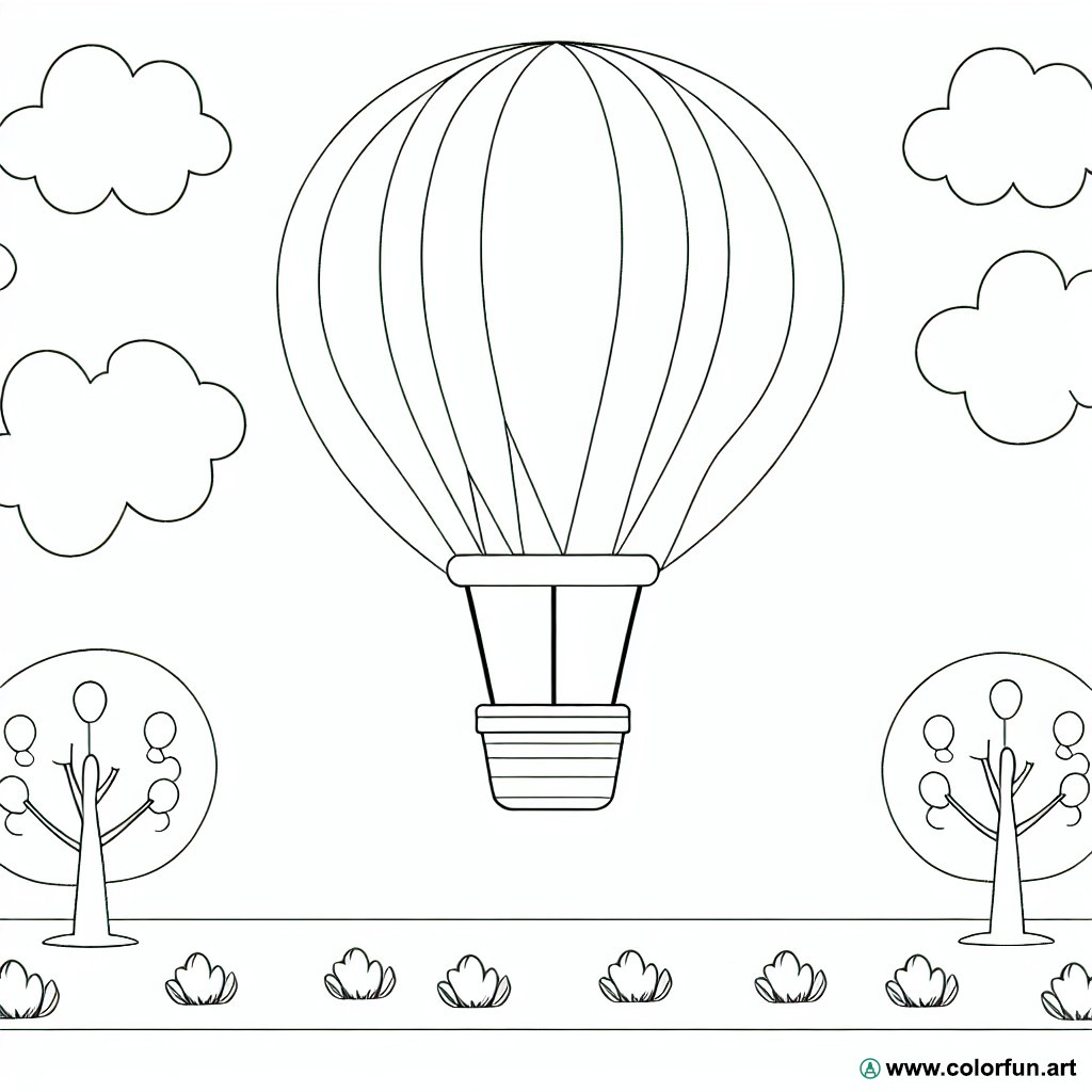 kindergarten hot air balloon coloring page