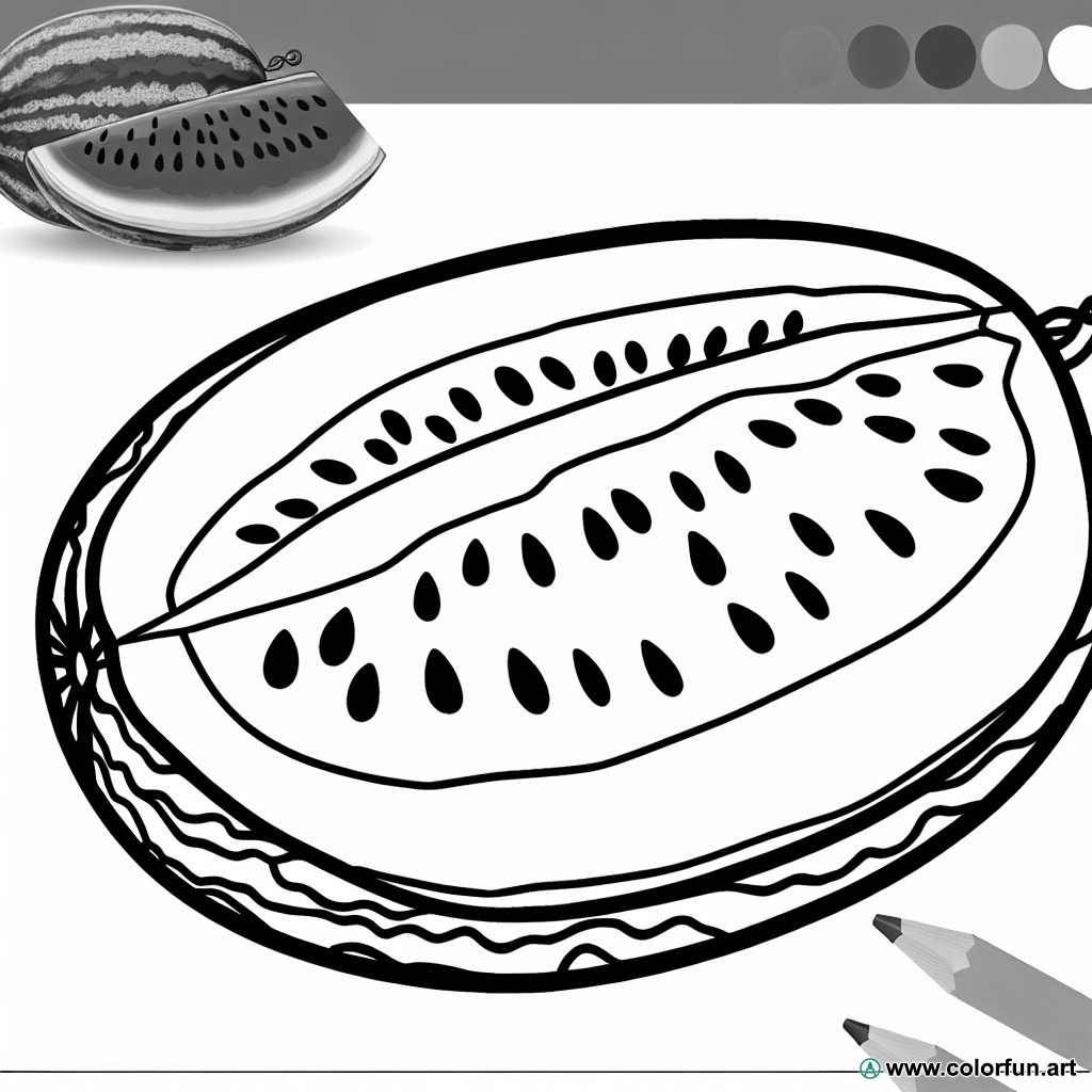 coloring page summer watermelon