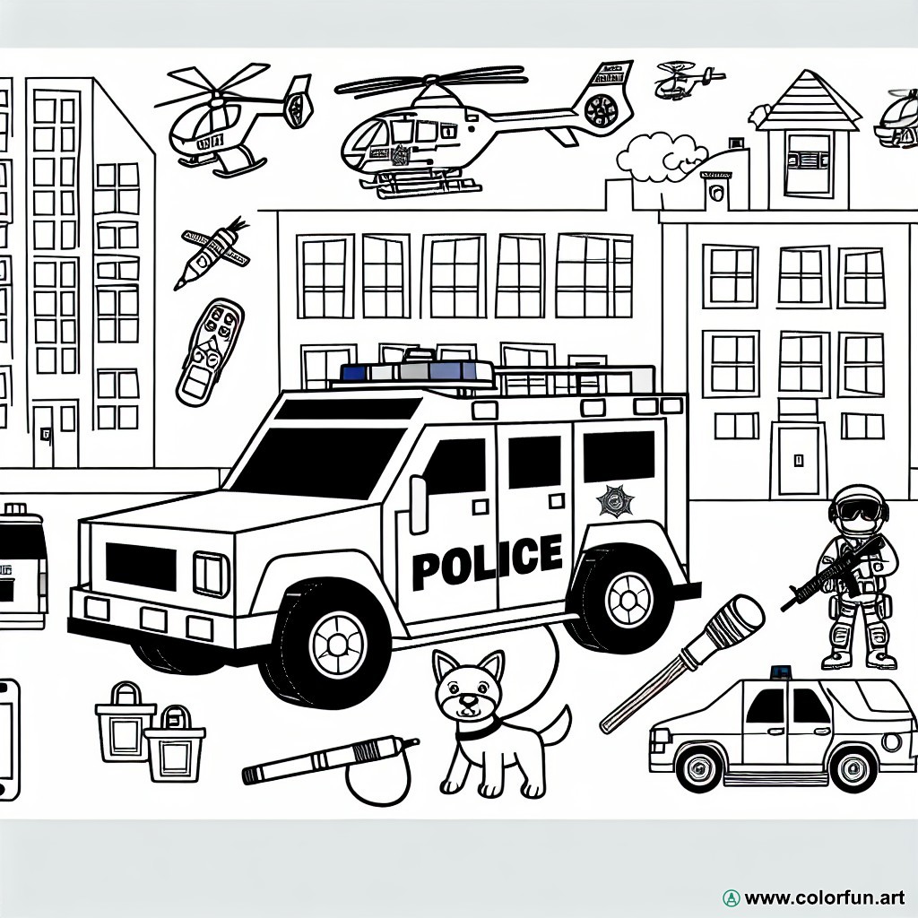 coloring page police swat