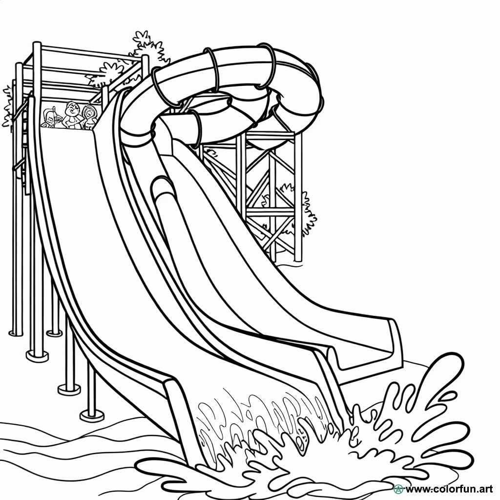 coloring page water slide