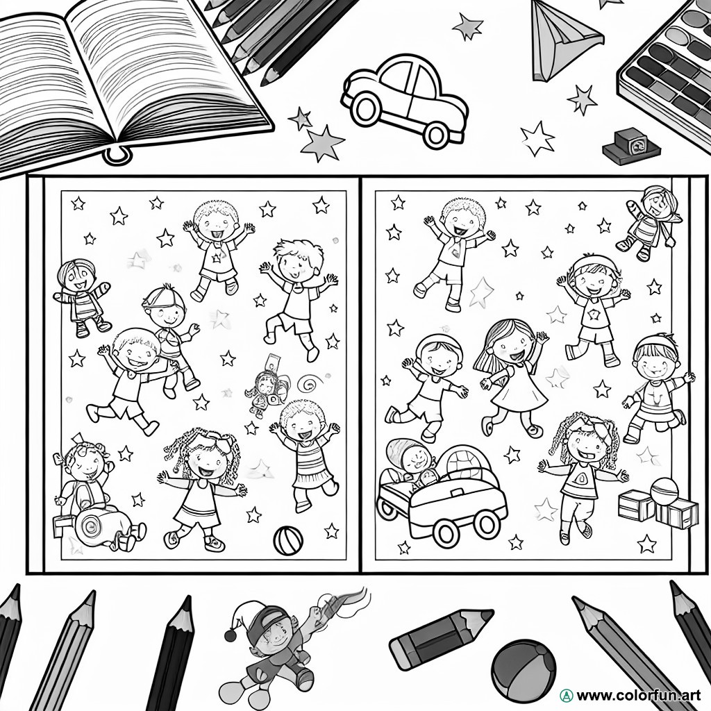 children play coloring page