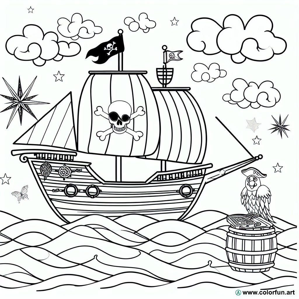 fantastic pirate ship coloring page