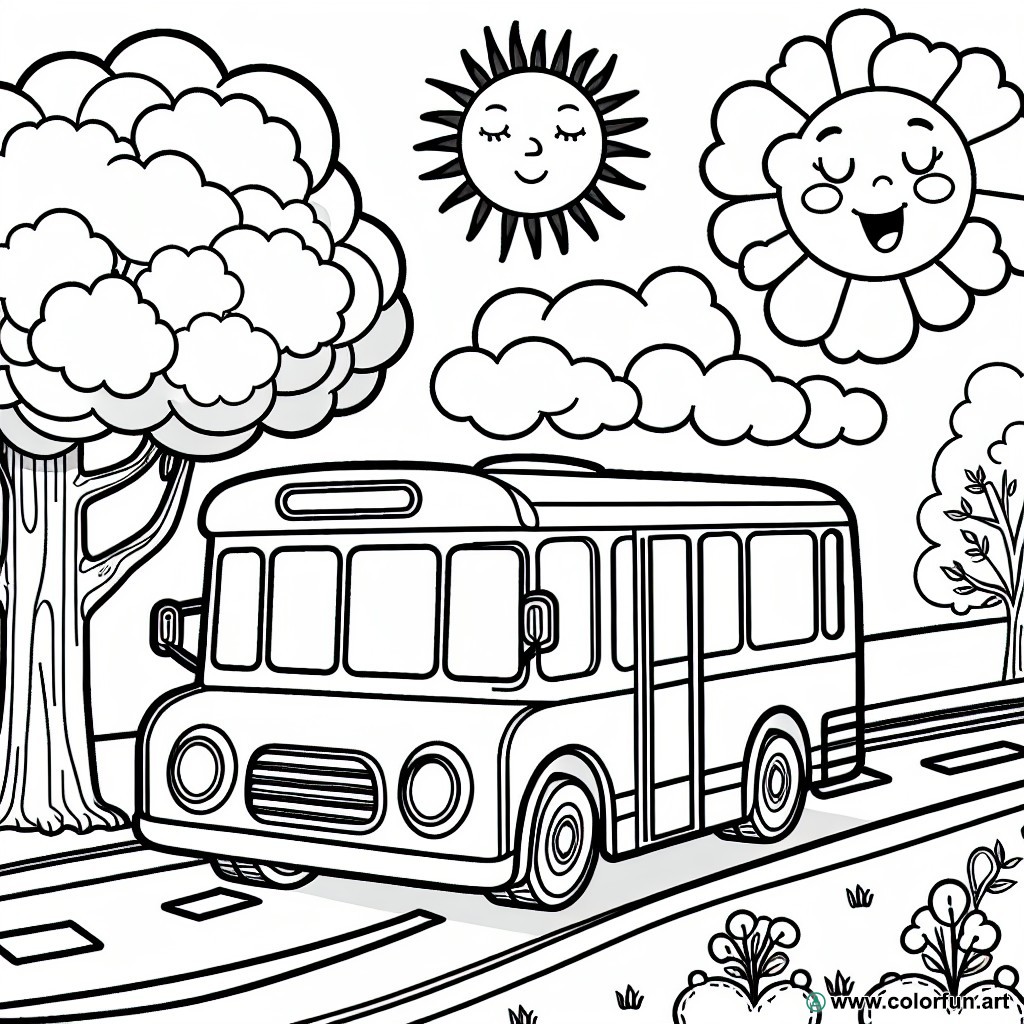 coloring page easy bus