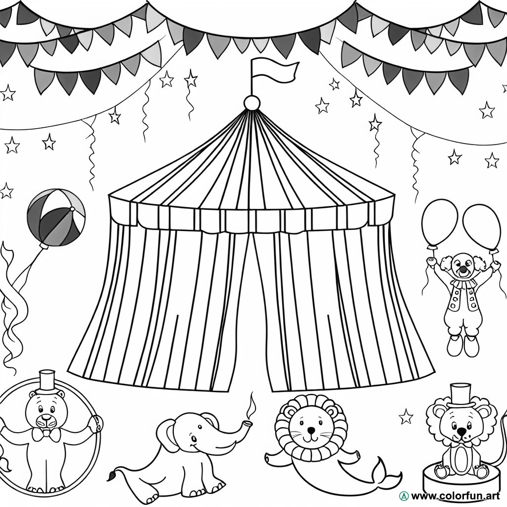 easy circus coloring page