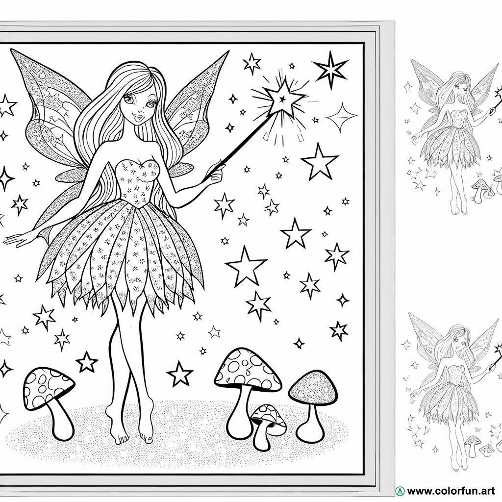 Enchanting fairy fantasy coloring page