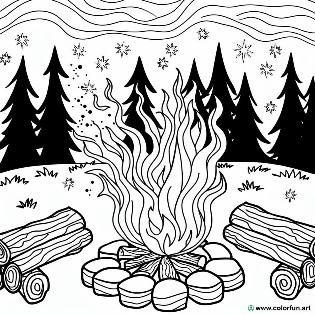 coloring page fire color