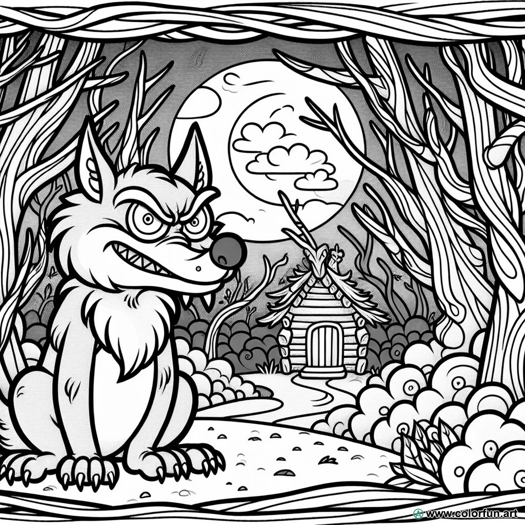 mean wolf coloring page