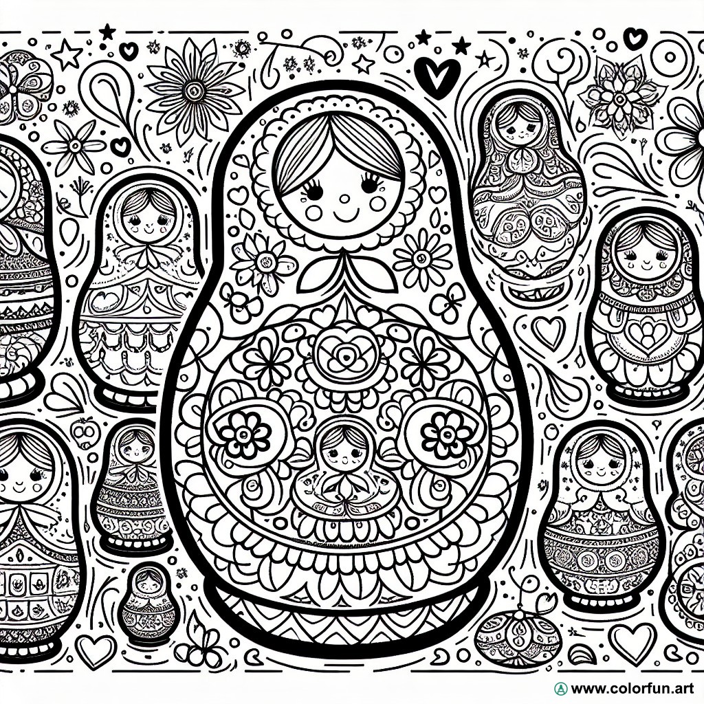 Coloring page Russian nesting doll matryoshka