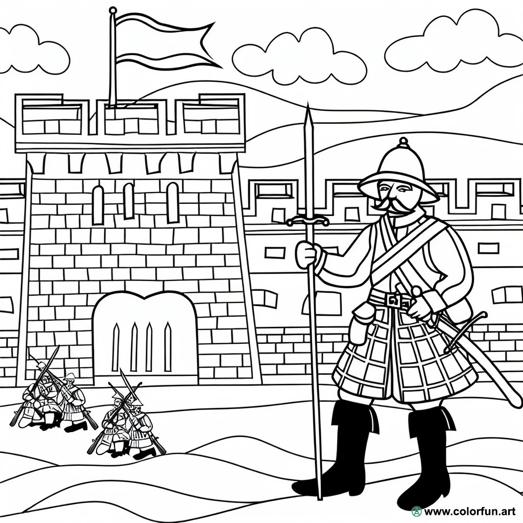Coloring page historical soldier