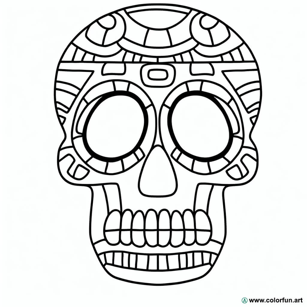 coloring page aztec skull