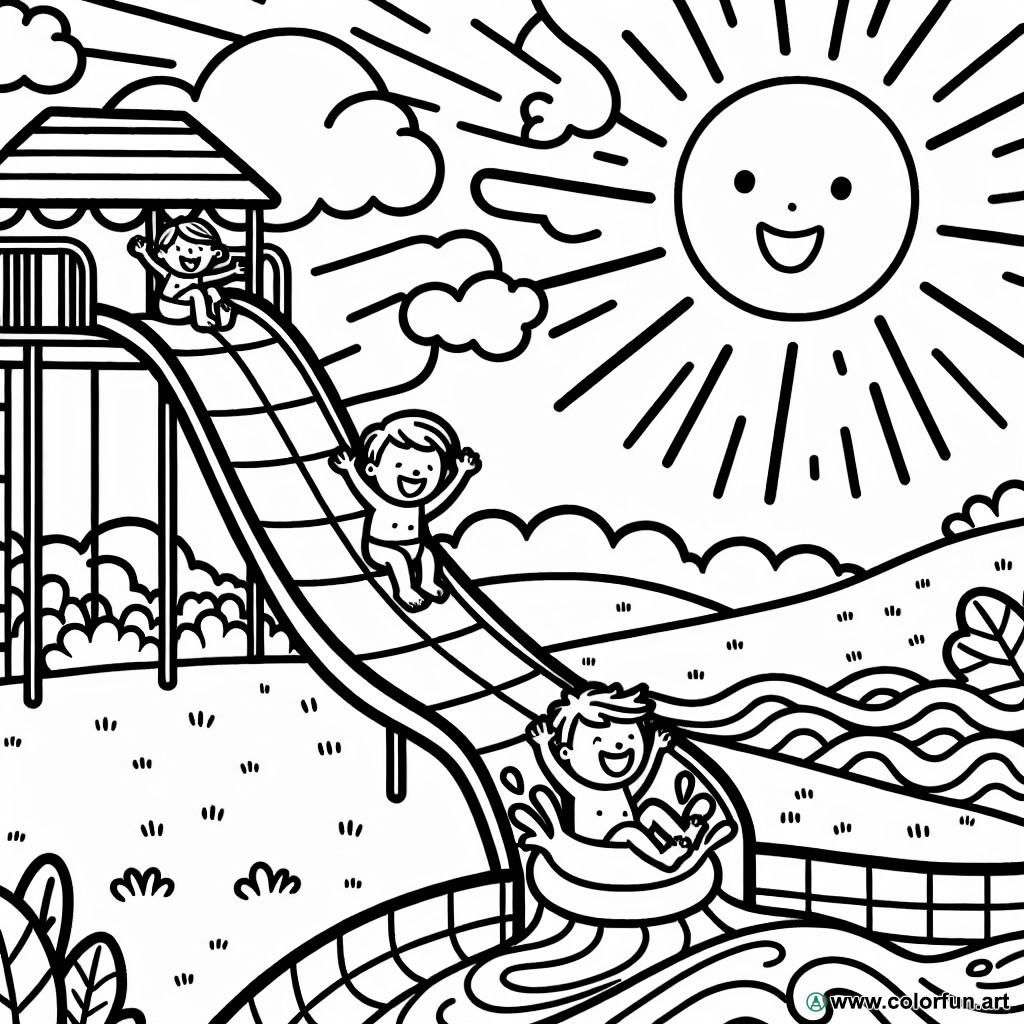 water slide coloring page