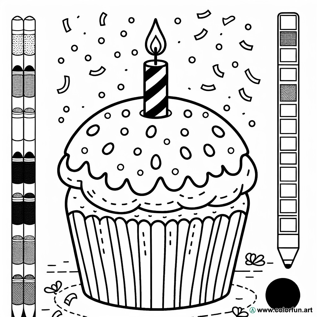 Easy cupcake coloring page