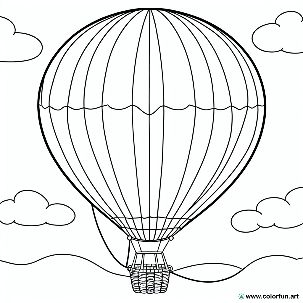 coloring page vintage hot air balloon