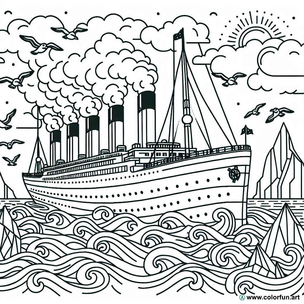 coloring page titanic ship
